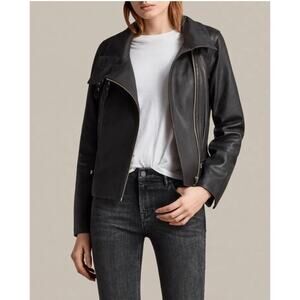 ALLSAINTS Bales Leather Biker Jacket Black Size 0 $565